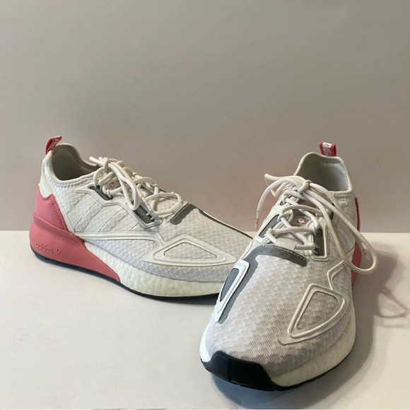 Adidas Women's White & Pink ZX 2K 3 Stripes Boost Lace Up Sneakers Size 10.5 - Picture 9 of 10